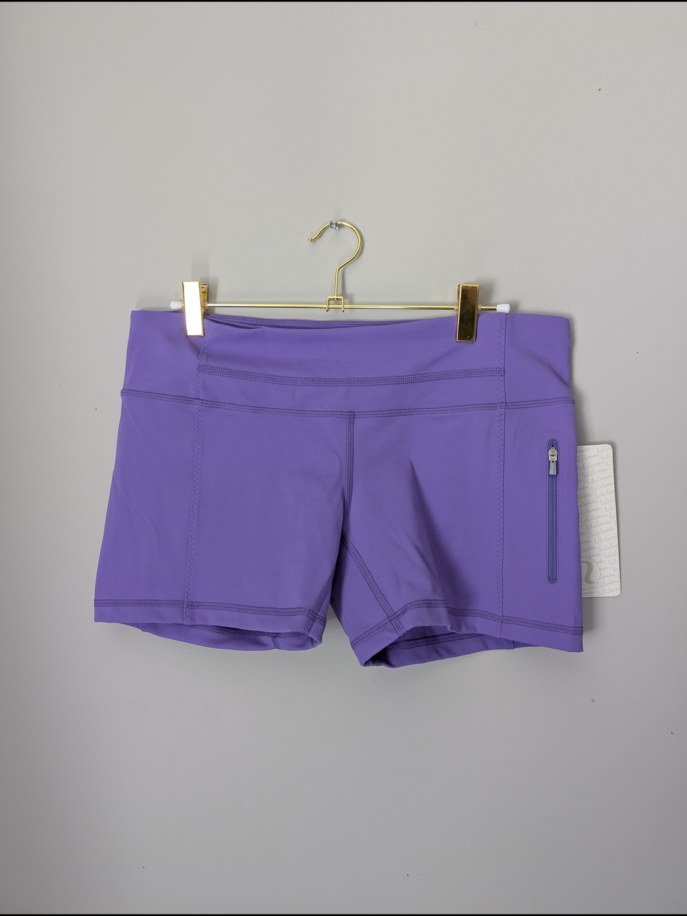 Women's Purple Athletic Shorts with Side Zip Pocket